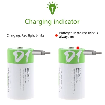 USB-Genopladelige Batterier 1,5 V Type-C-Port Direkte omkostninger D1 Batterier, Gas Komfur brugsvand Varmelegeme D1 Batterier QW