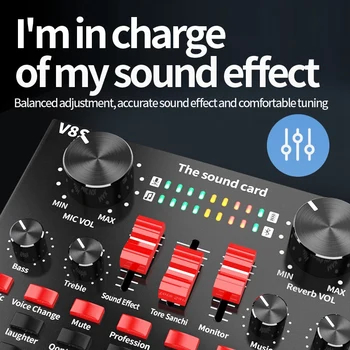 Bluetoot Professionelle Live-Streaming lydkort Kit, USB-o-Interface DJ Mixer Lyden for Optagelse Mikrofon Guitar