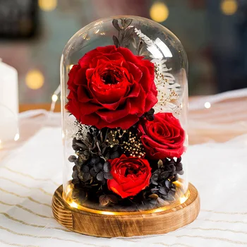Kunstig Blomst Rose Lampe I Glas Valentine ' s Day Gave til Mors Dag Bryllup julefrokost Nuværende Kæreste Fødselsdag Gaver