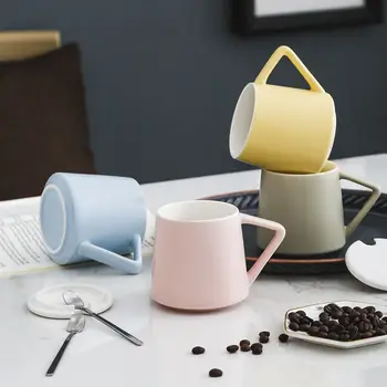 Par Cup Keramik Krus med Låg Ske Ins Tendens Drikke Kop Hjem Morgenmad Mælk Cup Kvindelige koreanske Version kaffekrus Rejse