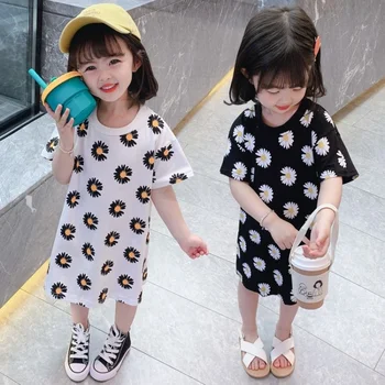 Lille Daisy Blomstrede Kjoler til Baby Piger Sommeren Børns Kjoler koreanske Mode T-shirt Kjole Kids tøj Tøj