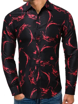 2021 Efteråret Nye Mænd-To-farve, der Passer langærmet Løs Revers Printet Skjorte Mode Casual Trend Stor Størrelse Jakke, Skjorte Skjorte