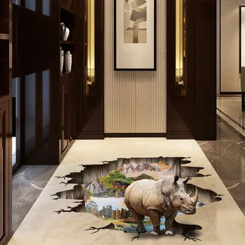 3D-animalske verden wall stickers næsehorn maleri mall hotel KTV biograf dekoration