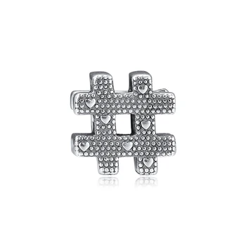 GPY Hashtag Symbol Charms 925 Oprindelige Passer til Pandora Armbånd, Sterling Sølv Perler til smykkefremstilling Smykker
