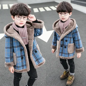 Boy ' s Baby Jakke til Efteråret og Vinteren Modeller Casual Uldne Frakke Børns Udenlandske Stil Fortykkelse koreansk Tøj 10 År, Hot