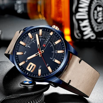 2020CURREN Top Mærke Luksus Mode Unik Quartz Mænd Ure læderrem Business armbåndsur Montre Homme Reloj Hombre 8371