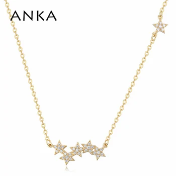 ANKA søde små stjerneformede kvinder choker halskæde med luksus rose guld farve kæder halskæde cz CZ fine smykker #125667