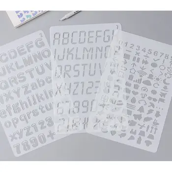 W3JD 20pcs/set Skrivelse Alfabet Nummer Stencil DIY Tegning Skabelon Maleri Scrapbog