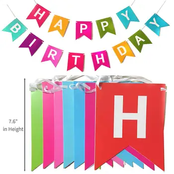 Fødselsdag Dekoration Sæt Farverige Fødselsdag Banner Papir Blomst Bold Spiral Hængende Papir String Latex Ballon