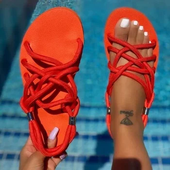 Nye Damer og Store Flade Sandaler til Sommer Nye Sandaler Kvindelige Hule Romerske Sko To Wear Stranden Sko Baotou Tøfler sandaler