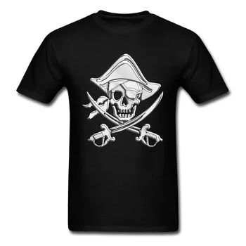 Pirat kranie Korslagte 2018 Mænd Sort T-shirt i Heavy Metal-Funk Hipster Brugerdefinerede Top Bomuld T-Shirt Rock-N-Roll Team Tees