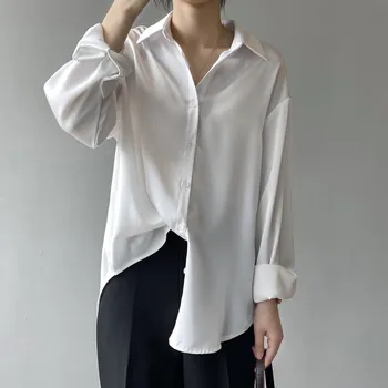 GVUW Kvindelige Stor Størrelse Multi Bluse Turn-down Krave Lange Ærmer Løs Skjorte Mode Tidevand Foråret Efteråret 2021 Nye Ankomster 20D929