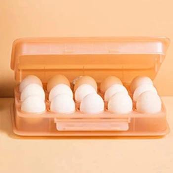 Bærbare Holdbar Tid Skala Æg Indehaveren,Æg Dispenser 15 Grid Æg opbevaringsboks Køleskab Beholder med Låg(Pink)