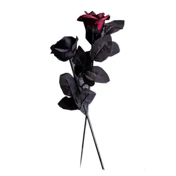 Kunstig Blomst Smuk Realistisk Pæn Simulering Sort Rød Rose Dekorative Syntetiske Blomster til Bryllup
