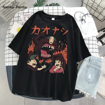 Harajuku T-Shirt Kvinder Studio Ghibli Totoro Miyazaki Ullzang Grafisk T-shirt Sjove Tegneserie Tshirt 90'erne Animationsfilm Top Tee Kvindelige