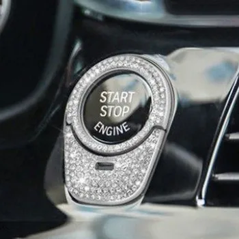 Bil En Nøgle Knappen Start Hånd Indlagt med en Diamant for BMW 5-Serie F10 G30 E60 E90 Krystal Knap Dekorativ Ring Tilbehør