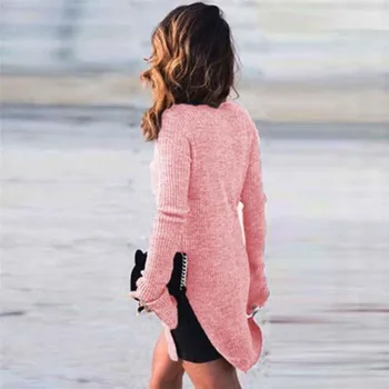 Efteråret Kvinder Casual Turtleneck Sweater Mode, Design, Elegante Kvinder Toppe Split Pullovere Sweater Solid Farve