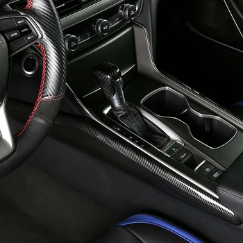 Kulfiber Stil, Indvendige Gear Shift kopholder Ramme Strip Dække Trim Side Dekoration Trim for Honda Accord 2018-20