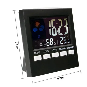 LCD-Digital Termometer Hygrometer Indendørs Elektronisk Temperatur Luftfugtighed Meter Ur, Vejr Station DFDS889