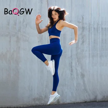 BaQGW 2 delt Sæt Kvinder 12 Farver Problemfri Yoga Sæt Workout Fitness Tøj til Kvinder Afgrøde Top Push Up Høj Talje Leggings Sæt