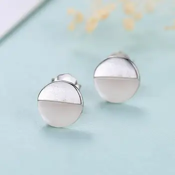 Ny 925 Sterling Sølv Smykker, Øreringe Simple Mode Runde Stud Øreringe Til Kvinde Kvindelige Bedste Gaver