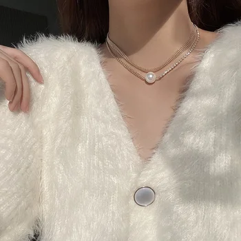 Perle Halskæde til Kvinder 2021 Mode Æstetiske Luksus Tilbehør Lagdelt Charme Smykker Personlighed Iced Out Kæde Choker Gave
