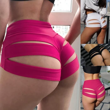 Kvinder Sexet Tætsiddende Solid Farve Hule Ud Shorts, Røde/ Sorte/ Hvide, Perfekte Til Løb, Motion, Fitness, 2021 Sommer