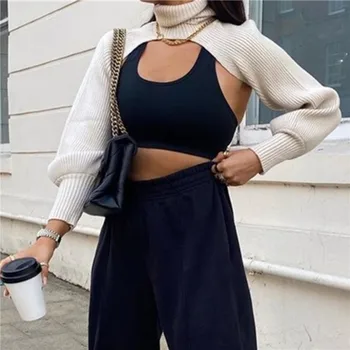 Ｗomen Rullekrave Sexet Kort Sweater Damer Fuld Ærme Smarte Kvindelige Streetwear 2020 Forår, Efterår Mode