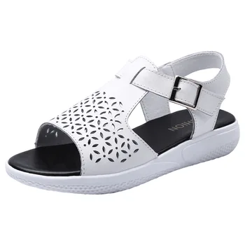 Nice, nye Sommer new style læder sandaler hule-out flade sko for womenhjn87