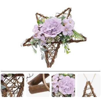 Kunstige Camellia Krans Stjerne Form Pentagram Krans til at Hænge Foran Døren Væg-Vindue Bryllup Bondegård Home Decor
