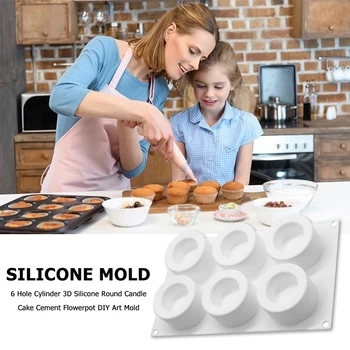 6 Hul Budding Silikone Kage Forme Til Bagning Mould Dessert Mousse Kop Ice Cup Crystal Epoxy Dekoration Værktøjer