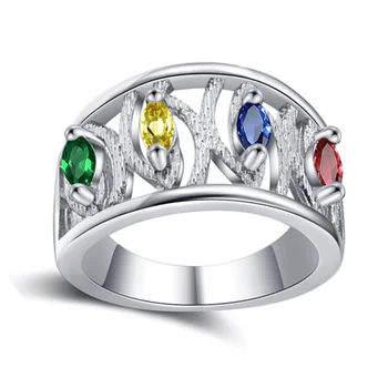 Nye Sølv Ring Klassiske Fine Farvede Zircon Damer Hånd Smykker