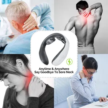 6-Tilstand Vibrationer Massageapparat Hals Elektrode Hals Massageapparat Smertelindring Smart Muskel Stimulator Afslapning Sundhedspleje Massage Enhed