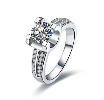 Solid 18K 750 Hvid Guld Ring 1CT Strålende Diamant Ring For Female D-Farve VVS1 Beutiful Ring Box Elsker Smykker Til Pige Ven
