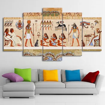 HD Trykte 5 Stykke Lærred Kunst Malerier Væggen Egyptiske Billeder Modulære Gamle Dynasti Plakat Home Decor Gratis Forsendelse uden ramme