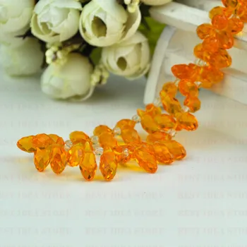 Salg Pris !100pcs 6mm x 12mm Orange Farve Briolette Vedhæng Dråber Krystal Glas Smykker Løs Dråbeformet Perler DIY