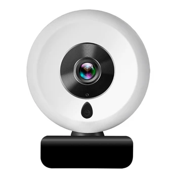 28TE 2021 1080P Webcam med Ring Lys, Stativ og Dual Stereo Mikrofon, FHD USB-Computer, Kamera, Justerbar Lysstyrke,