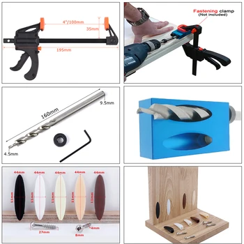 Træbearbejdning Lomme Hul Jig Kit 6/8/10mm Vinkel Bore Guide Sæt Hul Puncher Locator Jig Boret Sæt Til DIY Tømrer-Værktøjer