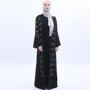 Nye Muslimske Kvinders Abaya Mode Skinnende Squins Lang Kjole Tyrkiet Islamisk Maxi Casual Løs Robe Kvindelige Elegante UAE Ramadan Kaftan