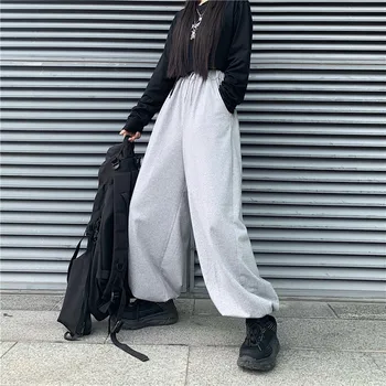 Hipster Afslappet Stil Efteråret Ins dametøj koreansk Mode Brand Streetwear Capris Ulzzang Høj Talje Harem Bukser Nye