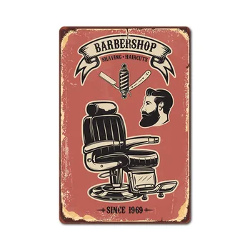 Barber shop Metal Sign Vintage Tin Tegn Plak Metal Vintage Væg Udsmykning til barber shop Retro Metal Plakater Strygejern Maleri