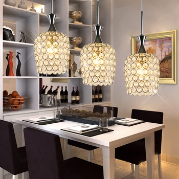 Moderne enkelt LED krystal restaurant lampe tre kreative bar varm belysning og lamper