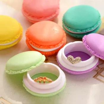Bærbare Candy Farve Mini Søde Macarons Smykker Ring Halskæde Bæretaske Arrangør Opbevaringsboks Unikt Designet Opbevaringsboks
