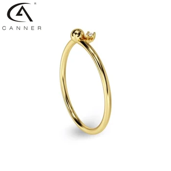 CANNER Fine Ringe Engagement Smykker Elegant Guld Åbne vielsesringe for Kvinder Fashion Party Enkle Ringe Finger Smykker Gave
