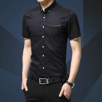 2020 forår og sommer-shirt til mænd kort ærme koreanske slim fit business fritid professionel bære ungdom ensfarvet skjorte