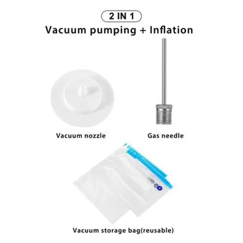 2 I 1 Mini Vakuum Sealer Bærbare Maskine Elektrisk Pumpe til Mad, Tøj, Basketball, Fodbold