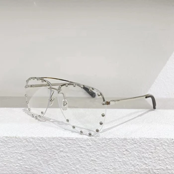 Nitte Sølv Linse Metal Oval Rammeløse Z1395U Mænds Solbriller Mode Kvinders Briller Anti-UV400