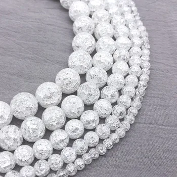 4mm 6mm 8mm 10mm 12mm Naturlige Rydde Sne Knækket Hvid Krystal Runde Perler til smykkefremstilling af Armbånd-Halskæde
