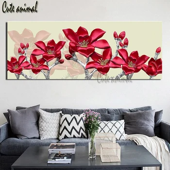 5 d, Red magnolia-blomst diamant broderi fuld runde cross stitch diamant maleri, mosaik 3d-Billede pasta home decor gave,
