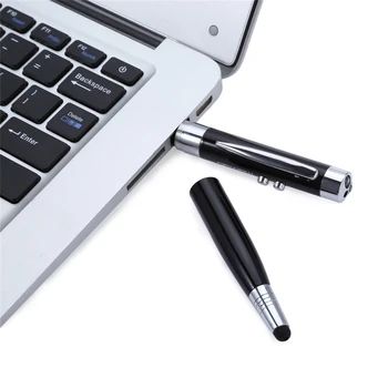 Maikou 6 in1 USB 2.0 Flash Disk Møde Skrive Pen LED Lys Penge Detektor -128GB